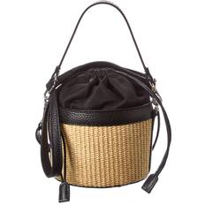 Persaman New York Remi Raffia & Leather Bucket Bag