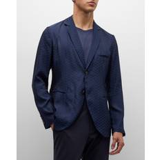 Giorgio Armani Zigzag Jacquard Blazer blue