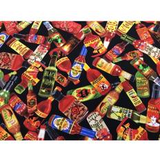 Benartex Some Like It Hot Sauce Bottles Chilli Fabrics Multicolour