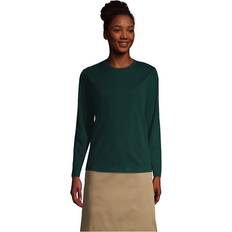 Lands' End Women T-shirts & Tank Tops Lands' End Women's School Uniform Long Sleeve Essential T-shirt Evergreen Medium