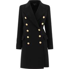 Gold Coats Balmain Coat With Gold Buttons Coats Nero-Donna Black