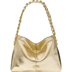 Michael Kors Jordyn Small Metallic Snake Embossed Leather Shoulder Bag - Pale Gold