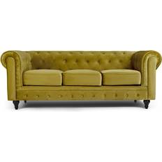 Rosdorf Park Chesterfield Gold Sofa 209cm 3 Seater