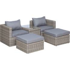 OutSunny 860-088 Outdoor Lounge Set, 1 Table incl. 2 Sofas