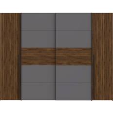 Shelves Wardrobes Zipcode Design Debarr 4 Door Brown/Grey Wardrobe 270.3x210cm
