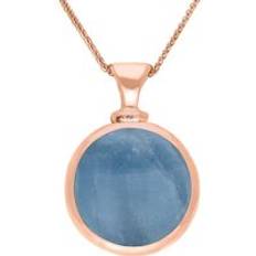 Rose Gold - Women Necklaces C. W. Sellors 18ct Rose Gold Whitby Jet Aquamarine Double Sided Round Dinky Fob Necklace Rose Gold