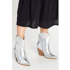 Faith Montie Stitched Western Cowboy Ankle Boots Silver