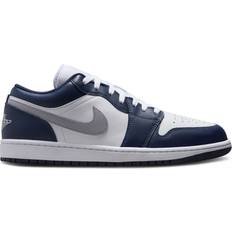 Men - Nike Air Jordan 1 Trainers Nike Air Jordan 1 Low M - White/Midnight Navy/Wolf Grey