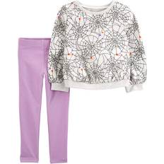 Carter's Girl's Halloween Spiderweb Top & Legging Set 2-piece - Grey/Purple