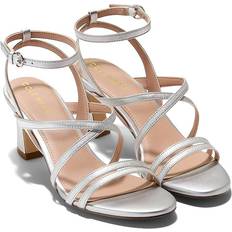 Cole Haan Women Heeled Sandals Cole Haan Women's Addie Strappy Dress Sandals Silver Leather 6.5M