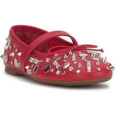 Jessica Simpson Women's Azalina Studded Mary-Jane Ballet Flats Red Muse 11M