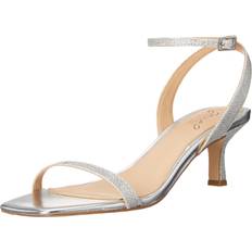 Jewel Badgley Mischka Women's Charisma Ii Kitten Evening Sandals Silver Fabric 5M