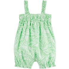 Carter's Baby Girls Floral Twill Romper NB Green