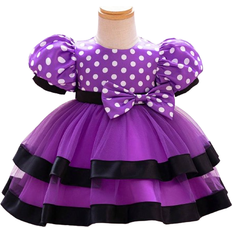 Shein Baby Girl Polka Dot Tulle Dress With Bubble Sleeves And Bow Decoration