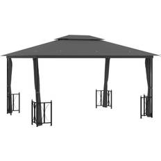 vidaXL Pavilion with Drapes and Double Roof 3x4 m