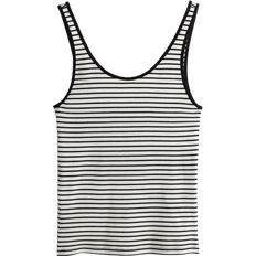 H&M Ribbed Vest Top - White/Black Striped