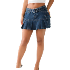 True Religion Belted Denim Cargo Skirt - La Serena