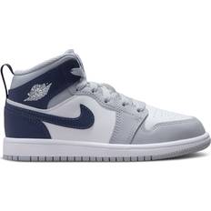 Nike Jordan 1 Mid PS - White/Wolf Grey/Midnight Navy