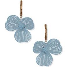 Lonna & Lilly Gold-Tone Open Flower Leverback Drop Earrings Blue ONE SIZE