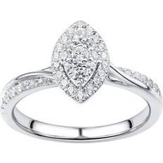 Macy's Marquise Shaped Halo Cluster Engagement Ring - White Gold/Diamonds