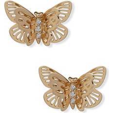 Lonna & Lilly Gold-Tone Filigree Butterfly Stud Earrings White No Size