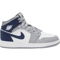 Nike Air Jordan 1 Mid GS - White/Wolf Grey/Midnight Navy