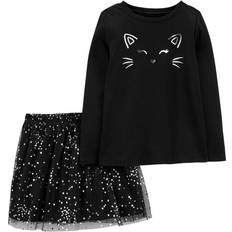 Carter's Kid's Halloween Cat Tee & Tulle Skirt Set 2-pack - Black