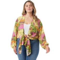 Jessica Simpson Women's Plus Agnette Kimono Pickled Pepper-Tahit One Size