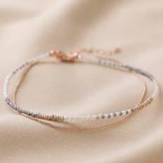 Rose Gold Anklets Lisa Angel Rose Gold and Grey Two Layered Beaded One