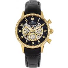 Empress Womens Beatrice Automatic Skeleton Leather-Band w/Day/Date Gold One Size