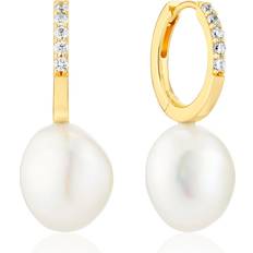 Sif Jakobs Womens 18k Gold Plated Padua Uno 18ct Yellow-gold Sterling-silver and Pearl Drop Earrings 18k gold plated