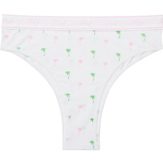 PINK Women's Logo Cotton Brazilian Panty - Optic White Palm Print