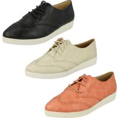 Beige - Women Oxford Spot On UK 6, Black Ladies Lace Up Brogues