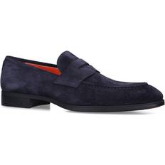 Santoni Suede New Simon Penny Loafers navy