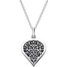 Grey - Women Necklaces C. W. Sellors 9ct White Gold Blue Goldstone Flore Filigree Heart Necklace