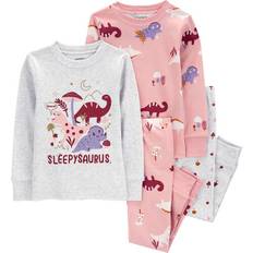 Carter's Baby's Dinosaur Cotton Blend Pajamas 4-piece - Pink/Grey