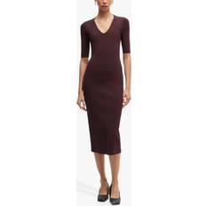 Hugo Boss Red Dresses Hugo Boss Fezanin Knitted Midi Dress, Open Red