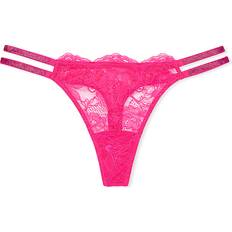 Victoria's Secret Double Shine Strap Lace Thong Panty - Forever Pink