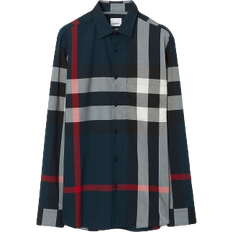 Burberry Men Tops Burberry Check Cotton Shirt - Navy