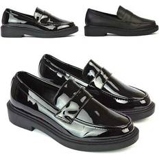 XY London 'Hanah' Chunky Loafers Flat Back To School Shoes True Black