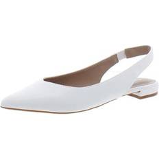 40 - Men Ballerinas Madden Girl Deviin Pointed-Toe Slingback Flats White Smooth 8.5M