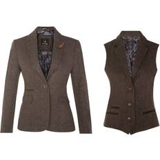 Women - Wool Vests Truclothing Tweed 1920s Herringbone Waistcoat Brown