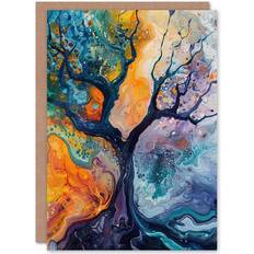 ARTERY8 Greeting Card Abstract Tree Water Bubble Painting Organic