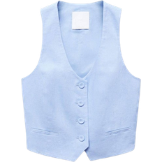 Mango Linen Suit Waistcoat - Sky Blue