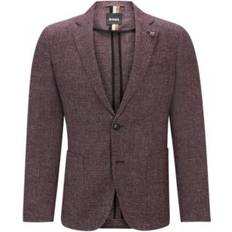 Hugo Boss Red Jackets Hugo Boss Men's Patterned Slim-Fit Blazer Open Red