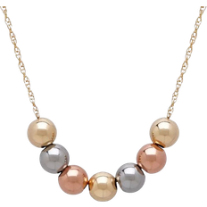 Italian Gold Tri-Tone Beaded Necklace - Gold/Silver/Rose Gold