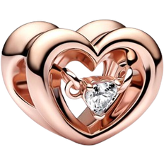 Pandora Radiant Heart & Floating Stone Charm - Rose Gold/Transparent