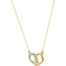 T.H.Baker Linked Heart Necklace - Gold/Diamonds