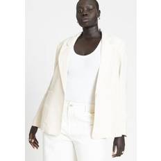 Beige - Women Suits Eloquii Plus Blazer With Patch Pocket Detail Oatmeal