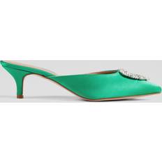 Green - Women Heels & Pumps LK Bennett Estella Embellished Satin Kitten Heel Mules